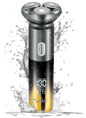 VGR Electric Rotary Shaver for Men - Face Beard Hair Razor - Cordless Rechargeable via USB-C - 200 Minutes Battery - Waterproof Shaving Machine - Wet or Dry Close Shave for Adults, Gents, Teenage Boy
