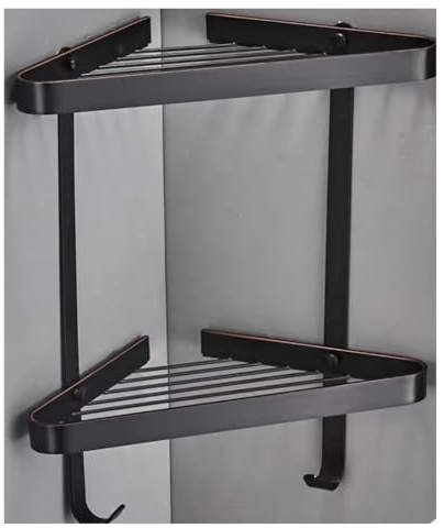 SKINPA Shower Caddy,Bathroom Shower Shelf Organise, Triangle Shower Corner Bathroom Shelf Storage Basket Holder Aluminum Caddy Rack Etagere Tipi Salle De Bain Murale Douche(Black)