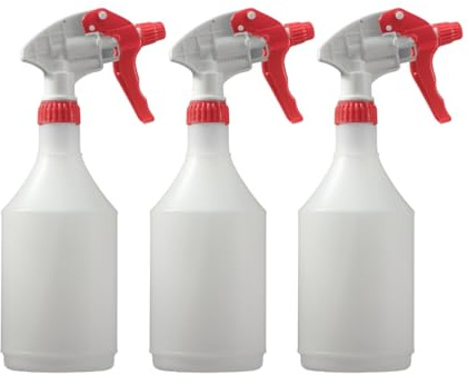 Avern Large 750ml Spray Bottles Plastic For Cleaning Solutions Gardning & Home Use Gardening, Plant, Water, Durable Trigger Sprayer, Refillable Mist Spray Bottle Heavy Duty (Red, 3 Pack)