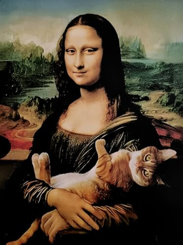 KUSTOM ART Poster mural décoratif Monna Lisa Gioconda avec chat 40 x 30 cm sans cadre