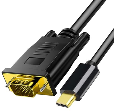 Cable USB C a VGA de 6 pies, adaptador USB tipo C a VGA Thunderbolt 3/4 compatible con MacBook Pro, iPhone 16 Pro Max, iPad Pro, Samsung Galaxy S24/S23 y más
