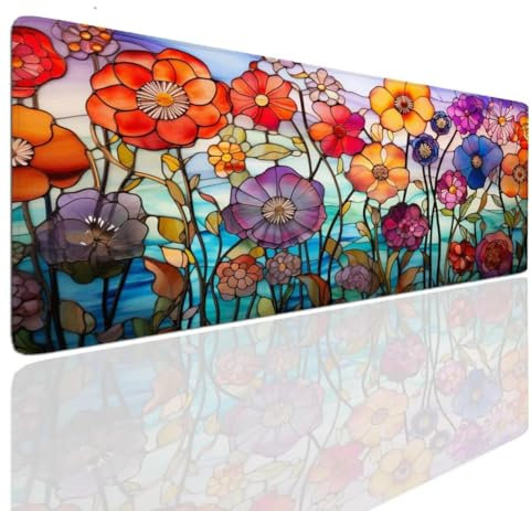 Alfombrilla Ratón Glass Art, Mousepad Alfombrilla Raton Gaming XXL 1400x800x4mm Mouse Desk Mat Gamer para Gaming, Tapete Escritorio Mujer Almohadilla Raton, Mouse Pad Base de Goma Antideslizante S-505