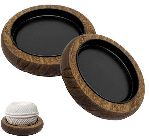 2 Piezas Plato para Velas, Portavelas de Madera, Posavelas para Velas de hasta 10 CM Diámetro Posavelas de Madera Redondo,Platillo de Madera para Velas de Bautizo Posavelas Plato Bandeja Decorativa