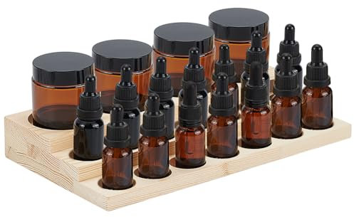 BENECREAT Présentoir à 3 niveaux en bois pour huiles essentielles, étagère de rangement pour bouteilles de 5 à 20 ml, étagère compacte pour vernis à ongles, 17 x 30 x 5,1 cm