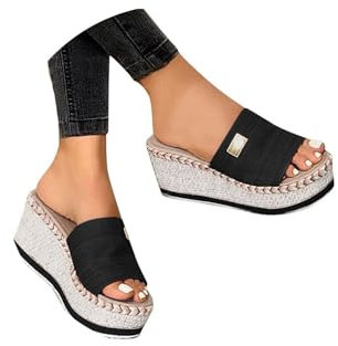 Sandalias Mujer Verano Plataforma Con Cuña Comodas Esparto Chanclas Tacon De Vestir Playa Flexibles Alpargatas Zapatos Elegantes Ortopédicas Moda Antideslizantes Flip Flops Piscina Sandalias Ofertas