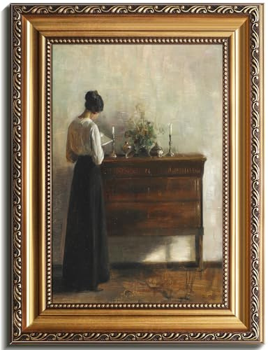 uniro Wandkunst, Vintage-Stil, goldgerahmt, Vintage-Stil, Frauenporträt, Leinwand-Kunstdrucke, Gemälde, antikes Poster aus dem 19. Jahrhundert, Motiv: Frau aus dem 19. Jahrhundert, stimmungsvolle