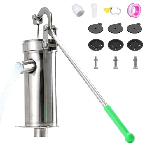 Pompa del Pozzo Manuale,Pompa a Mano in Acciaio Inox,Pump Manuale in Acciaio Inox,per Casa,Cortile,Giardino,Fattoria