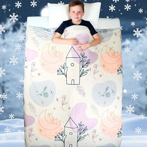 Zinello Design Manta refrescante para niños – Manta de verano FrostWeave Q-Max >0.4 Moon House Design Manta transpirable para bebé refrescante individual (130 x 170 cm)