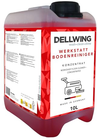 Dellwing Werkstattbodenreiniger 10 l, alkalisches HD Konzentrat für fettige und ölige Böden, Industriereiniger, Made in Germany