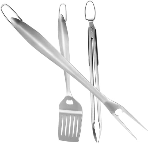 NOLITOY Set Ustensiles Barbecue Acier Inoxydable Résistant Chaleur Pince Cuisiner et Fourchette Multifonctions Outils BBQ pour Grillades Extérieur et Facile à Nettoyer