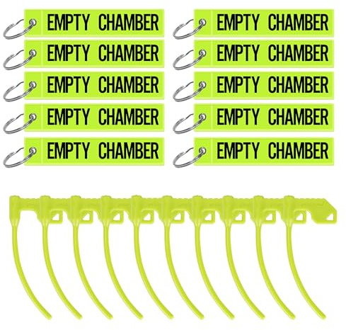 BOOSTEADY Kit de Banderas de Seguridad para Armas, 10 Piezas Banderas de Seguridad de Recámara Vacía Impermeables con Etiquetas para Rifle Pistola Escopeta Tiro Deportivo, Verde