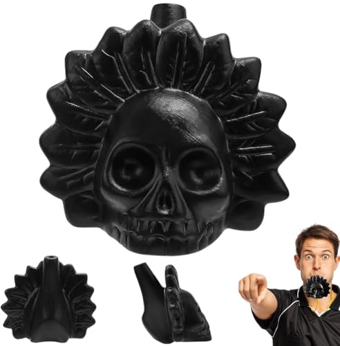 Aztec Death Whistle,Sons de Cris Humains,Sifflet à Tête de Mort pour la Fête d'Halloween Sifflet de Guerre-Funny décompresser sifflet hurlant Halloween