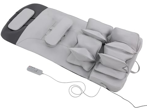 Colchoneta de Masaje con 28 airbags,3 niveles de calor(50-65 °C) y 3 intensidades,Cuerpo Completo Plegable con asa,15 minutos automático,Esterilla de Masaje para aliviar la tensión muscular