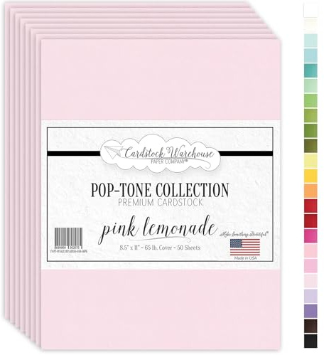 Cardstock Warehouse Pop-Tone Pink Lemonade Cardstock Paper – 50 Sheets, 8.5 x 11 - 65 lb / 175 GSM Premium Pink Card Stock for Die-cutting, Crafts, Printing, Card Making and DIY Projects