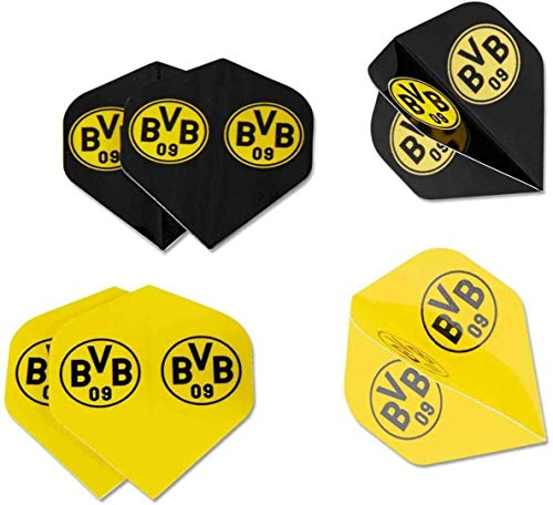 Dortmund Borussia Dartpfeil Flights - 6er Set - Dartflights + BVB 09 Aufkleber