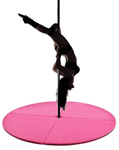 COSTWAY Stangentanz Schutzmatte φ150 cm, Pole Dance Matte faltbar, Crashmatte 5 cm Stärke, Fitnessmatte rund für Fitnessstudio Zuhause (Rosa)