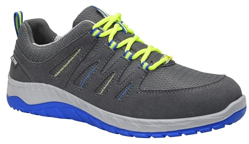 ELTEN Sicherheitsschuhe MADDOX grey-blue Low ESD S1P, Damen und Herren, Textil, Stahlkappe, leicht, sportlich, Grau/Blau, Größe: 42