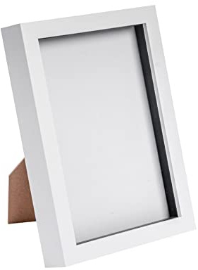 Nicola Spring 3D Shadow Box Photo Frame - A5 (6 x 8) - 3D Photo Frame Picture Frame Memory Box Display Case for Photos, Memorabilia, Artworks, Crafts, Decoration, A5(6x8inch) White