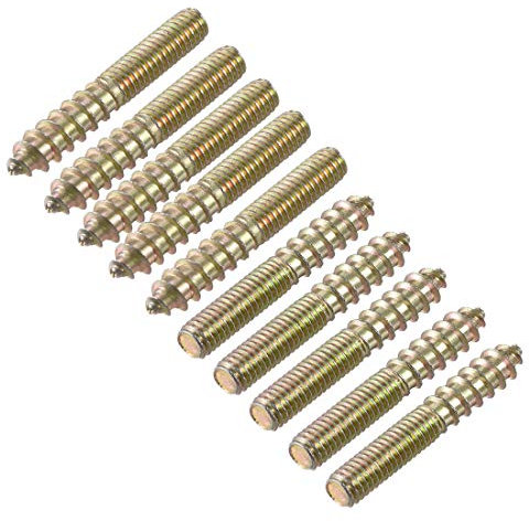 sourcing map M6 Hanger Bolts Length 1-5/8(40mm) Double Headed Bolts Self-Tapping Screw 6mm Wood Joint Furniture Legs 10pcs