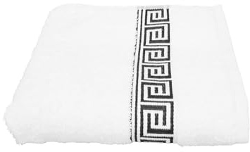 Julie Julsen Chemikalien-Frei Saunatuch Strandtuch 600g/m² Weiß-Schwarz 80 x 200 cm 100% Baumwolle - Oeko TEX Std 100 Zertifizierung - Weich und Saugstark - Waschmaschinenfest