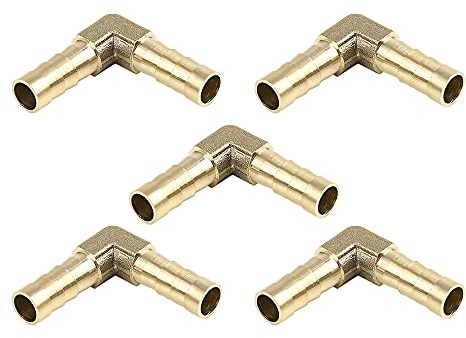 sourcing map Messing-Schlauchanschluss 90Grad Gold 5Stk Für Luft Wasser Gas | Innendurchmesser 7mm, Außendurchmesser 8mm, Hochdruckbeständig, Korrosionsbeständig, Für Heizung, Kühlung, Pneumatik