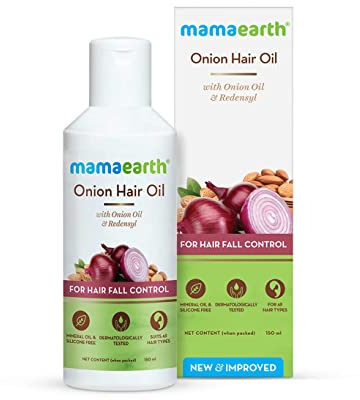 Mamaearth Onion Hair Oil for Hair Growth & Hair Fall Control with Redensyl 150ml
