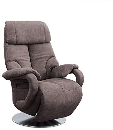 CAVADORE TV-Sessel Istanbul / Fernsehsessel mit manuell verstellbarer Relaxfunktion / 80 x 115 x 79 / Lederoptik: Grau