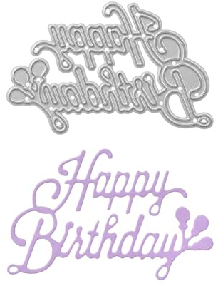 Stanzenshop Stanzschablone Schriftzug Happy Birthday mit Luftballons, Stanzschablone Geburtstag, Feier, Party, Stanzformen, Schablonen, Scrapbooking, Kartenherstellung