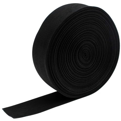 12 m x 38 mm Nylon-Gurtband Polypropylen Schwarz Heavy Polypro Stretch | Gurt Universal für DIY Rucksack Handtaschen Cargo Strapping Kleid Zubehör Haustier-Leinen, Modern