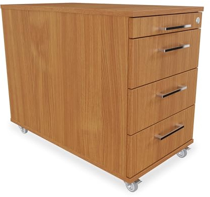 goodsforbusiness GmbH Büro Rollcontainer 80cm 3 Schubladen, 1 Materialauszug, abschließbar 65x43x80cm Buche