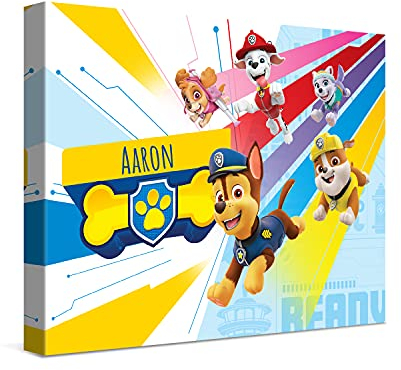 PICANOVA – PAW Patrol Team Leinwandbilder – 40x30cm – Leinwand Premium – Personalisierte Wandbilder – Kinder-Geschenk Leinwanddruck – PAW Patrol Kollektion