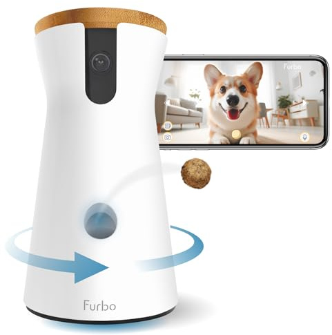 Furbo 360° Hundekamera [Basic Kamera]: Haustierkamera mit App, Rotierende 360° Sicht, Farbnachtsicht, Tracking, Leckerliwurf, Bell-Alarm, der Favorit von Haustierbesitzern auf der ganzen Welt