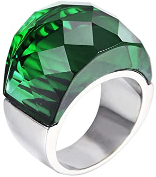 HIJONES Damen Kristall Stein Edelstahl Statement Ring Vintage Cocktail Party Schmuck, Mehrfarbig