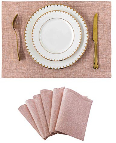 Home Brilliant Table Placemats Set of 6, Cute Soft Kids Placemats, Pink Place Mats for Party Wedding Wedding Decor Gift Baby, 33 x 48 cm(13x19 Inch), Baby Pink
