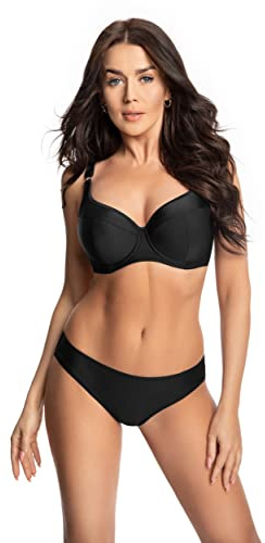 Selente My Secret Bikini badkläder tillverkade i EU i stora storlekar (C-kopp till H-kupa), Bygel-topp svart, 95D