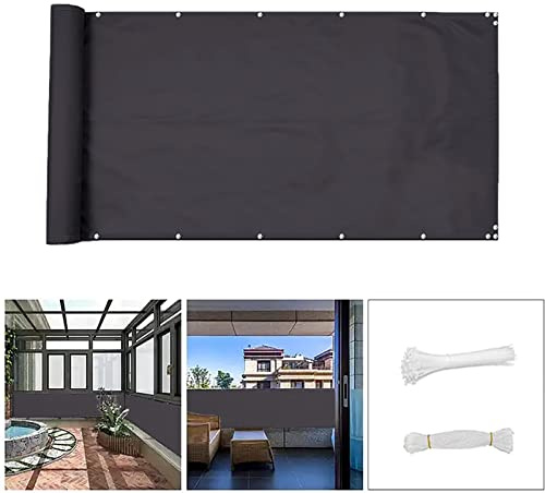 QINGLV Brise Vue Balcon 60x300cm Clôture De Protection De La Vie Privée UV RéSistant RéSistant à l'eau Toile Brise Vue Balcon pour Terrasse, Jardin, Piscine, Patio, Bordure -Gris Foncé