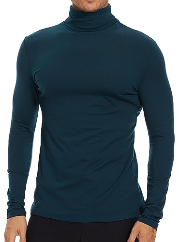 SIMIYA Mens Turtleneck Long Sleeve Shirts, Slim Fit Thermal Turtleneck for Men Basic Lightweight Thermal Underwear Top, Navy S