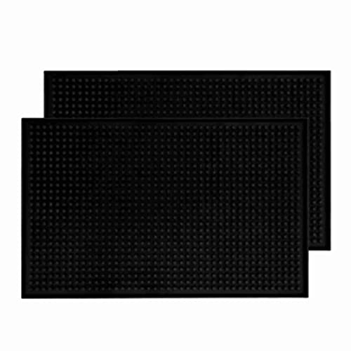 16 X 12 Zoll Bar-Service-Matten, Rutschfeste Isolierung, PVC, Schwarz, Bierdeckel, Dick, Langlebig, Überlaufmatten, Whiskey-Glas, Kaffeebars, Matten, Untersetzer Für Küche, Restaurant(2PCS)