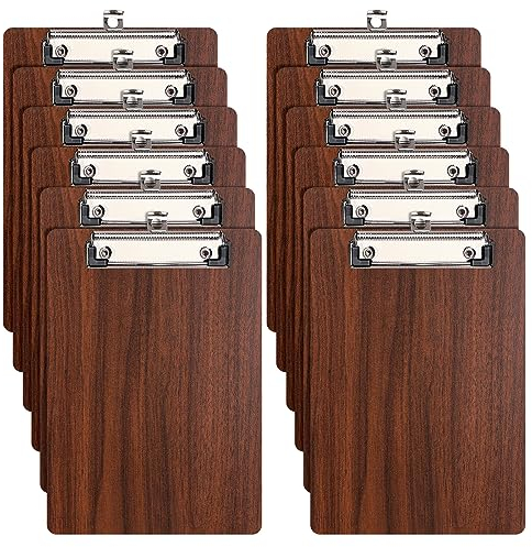 Klemmbrett A5 Holz,12 Stück Klemmbretter mit Metalklemme,Schreibbrett Schreibplatte Clipboard Zwischenablage
