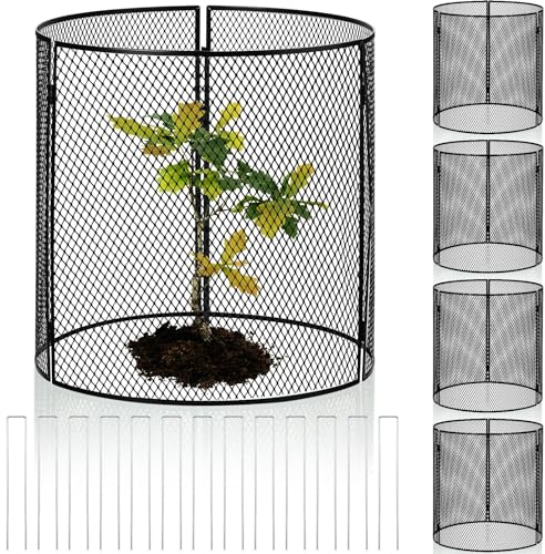 Pelopy Confezione da 5 protezioni per piante da animali, 30,5 x 30,5 cm, gabbie per piante con paletto per tenere fuori scoiattolo, barriere in metallo robusto per fiori, verdure, arbusti