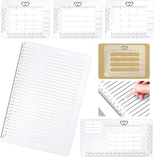 KAYEF Plantilla de líneas rectas de 5 piezas para diarios y sobres Plantilla de guía de direcciones Juego de plantillas para cartulinas Diarios Escritura con inscripciones