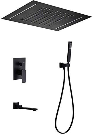 Concealed Shower Set Shower Head with Hose Black Shower with Bathtub Folding Faucet Hot and Cold Water Rain Shower Head for Bathroom, RMCFHX