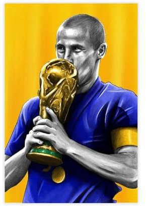 HACERR Fabio Cannavaro - Impression sur toile pour salon et chambre à coucher - Coupe du monde de football 2006 - 50 x 75 cm