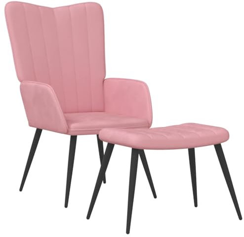 vidaXL Relaxsessel mit Hocker Sessel Fernsehsessel Polstersessel Ohrensessel Relaxstuhl Loungesessel Ruhesessel Armsessel Rosa Samt