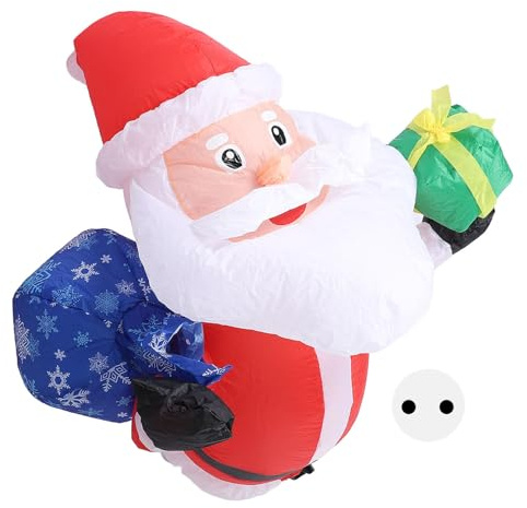 NOENNULL Babbo Natale Gonfiabile con Ventilatore Luce a LED 210T Fibra di Poliestere 3,9 Piedi IP44 Resistente all'Acqua Babbo Natale è Scoppiato dalla Finestra per la Decorazione (Spina
