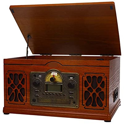 AYCDL Giradischi Retro, Radio FM Retro Giradischi in Vinile Nastro Audio CD Bluetooth Fonografo Vintage Vecchio Stile Turn