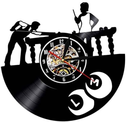 Sharplace Wanduhr aus Vinyl-Schallplatten, Vinyl-Schallplattenuhr, Billard-Themen-Ornament, Heimdekoration, hängende Wanduhr, Vinyl-Wanduhr fürs Büro