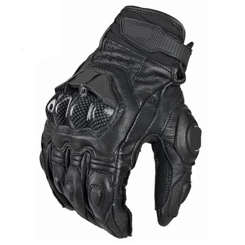 LPHFDCS Gants Moto Homologué Gants de Moto en Cuir véritable for Hommes, Noirs, de Course, Blancs, for équipe d'équitation sur Route, été et Hiver Gants Moto(Leather Black,XXL)