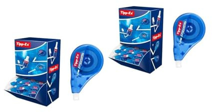BIC Tipp-Ex Korrekturroller Easy Correct – 12m x 4,2mm – 2 x 20er Pack – Seitliches Korrigieren für Büro, Schule & Home Office