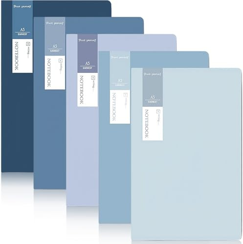 Elegance-go Notizbuch A5, 5 Stück Notizbuch liniert 38 Blatt Notizblock für Büro und Schule zum Zeichen, Schreiben, 5 Farben